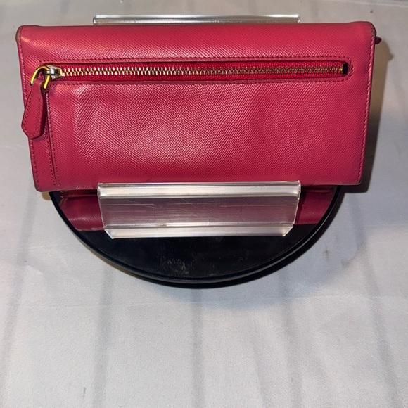 Authentic PRADA Saffiano Leather Fiocco Long Wallet Fuchsia GUC - Picture 4 of 16